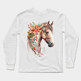 Watercolor Boho Horse Long Sleeve T-Shirt